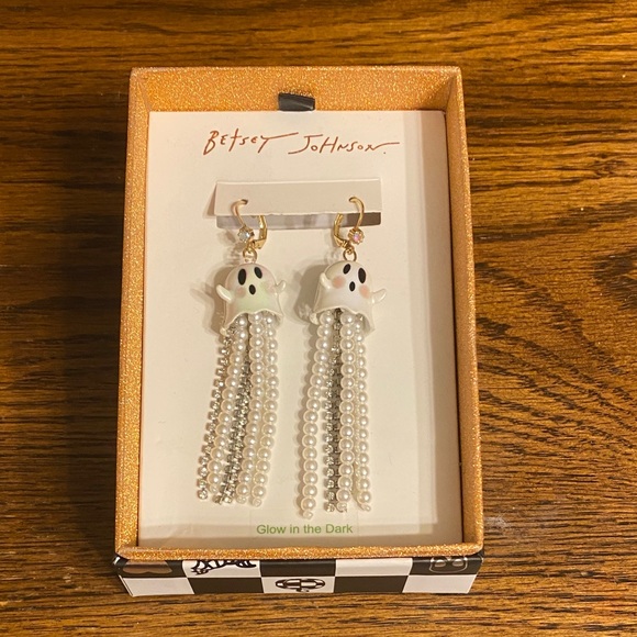 Betsey Johnson Jewelry - Betsey Johnson White Ghost Beaded Earrings